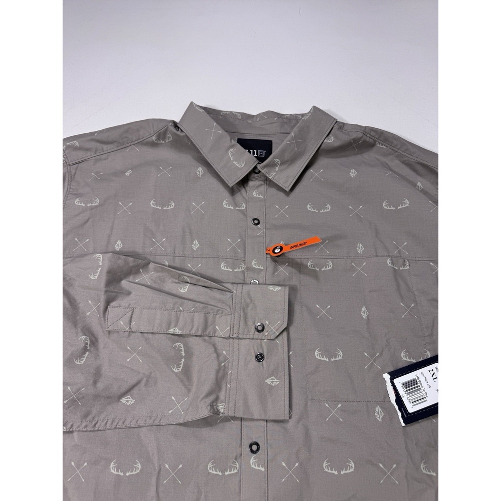 5.11 Tactical Igor Shirt Mens 2XL Gray Antler Print Snap Work Hunting 72574 NWT